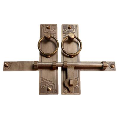 中式仿古纯铜插销门栓木门窗锁搭扣老式大门庭院门闩黄铜复古挂锁