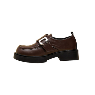 真皮小皮鞋女2026新款春季英伦厚底百搭增高黑色乐福鞋一脚蹬单鞋