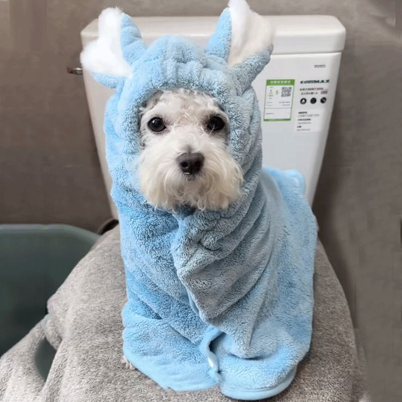 比熊专用浴巾宠物狗狗洗澡吸水毛巾速干连帽浴袍可穿衣服幼犬小狗