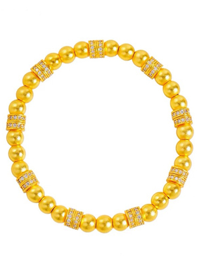 正品传承点砖跑环手链金包银999转运珠手串金店同款24k不掉色送礼