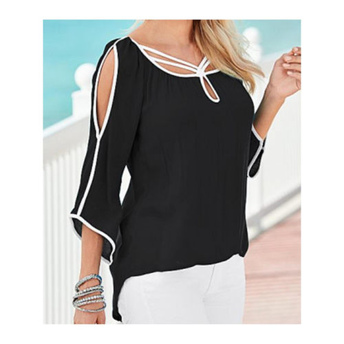 L 96541 Batwing Sleeve Off Shoulder T-Shirt 蝙蝠袖露肩T恤