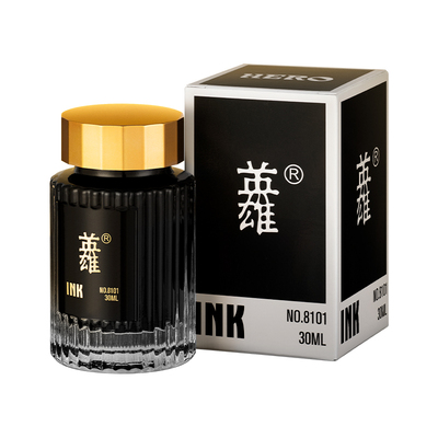 英雄HERO非碳素黑色墨水8101高级原装不堵墨不洇纸精致瓶装书写字