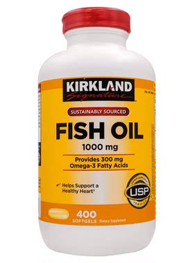 美国原装进口Kirkland fish oil柯克兰深海鱼油胶囊1000mg400粒