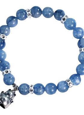 天然蓝晶石手链招财猫定制刻字