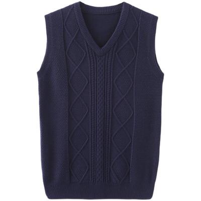 冬季韩版菱形套头针织衫毛背心