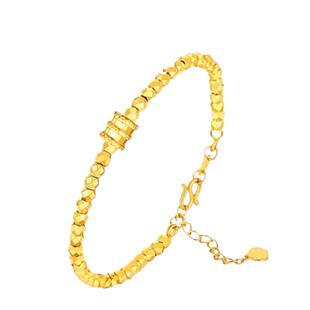 沙金小蛮腰碎金手链女可调节串珠碎金子蹦迪珠24k黄金色硬金手镯