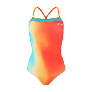 洲克zoke连体三角泳衣女游泳训练无胸垫肩带比赛游泳衣女落日余晖