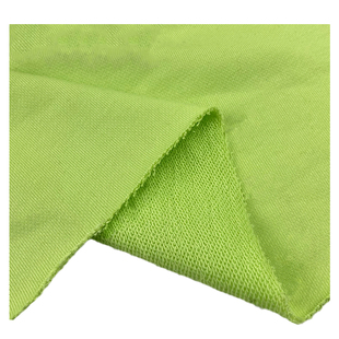 全棉卫衣布料运动服装面料弹力毛圈针织精梳棉柔软垂感裤料墨绿色