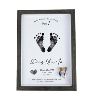 新生宝宝手印脚印定制婴儿百天周岁纪念品手足印纪念相框满月礼物