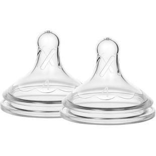 布朗博士防胀气仿母乳流量4宽口硅胶奶嘴（2个装9月+）