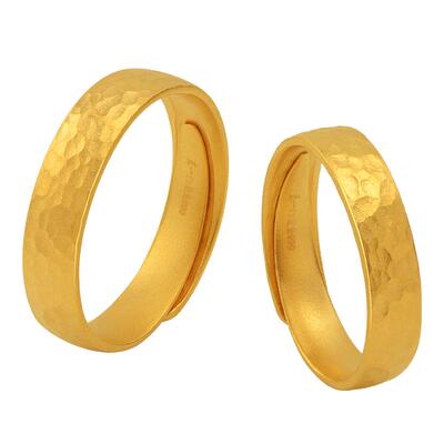 亚一足金复古活口结婚对戒