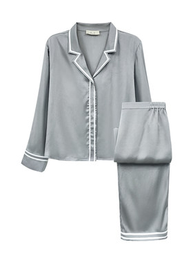 100%桑蚕丝女长袖家居服睡衣套装