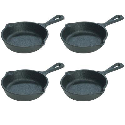 自营 Lodge 3.5 英寸调味铸铁迷你煎锅，4 件套 - 黑色 美国奥莱