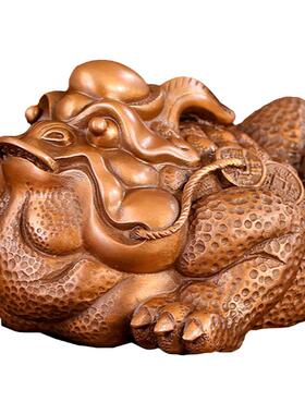 匠泽铜魂紫铜三足金蟾茶