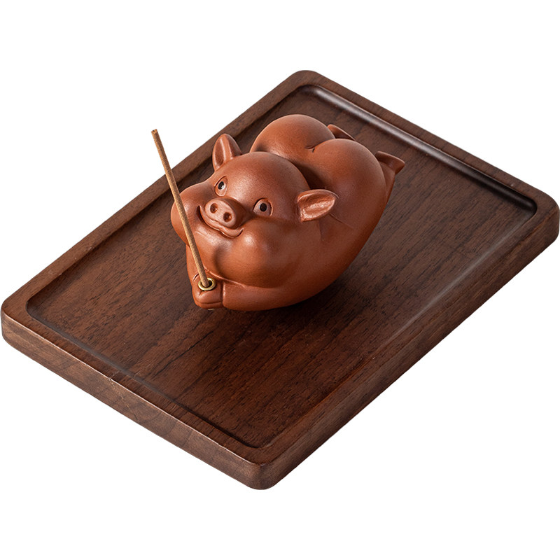 紫砂可爱摇摇小飞猪线香炉