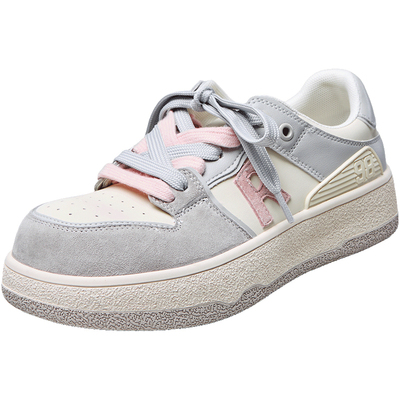 意尔康厚底板鞋女春秋款2026初中生圆头轻便休闲增高小白鞋ins潮