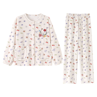 hellokitty公主睡衣女童珊瑚绒秋冬季加厚儿童法兰绒中大童家居服