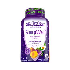 美国vitafusion SleepWell 升级褪黑素成人软糖3mg含量睡眠糖60粒