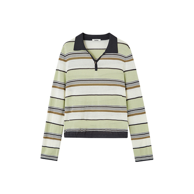 indicia标记商场同款2026夏新款清爽绿色系条纹针织衫 F2B6ZZ113N