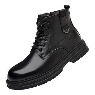 木林森雪地靴2025新款冬季棉鞋加绒保暖马丁靴高帮真皮羊皮毛一体