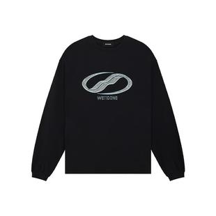 WE11DONE男女同款基础款水洗长袖T恤水晶装饰logo简约休闲时尚
