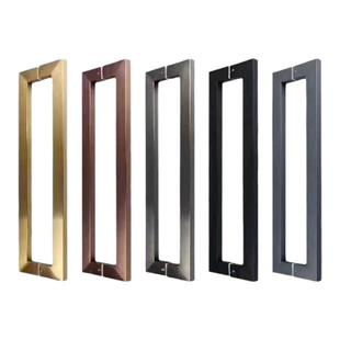 玻璃门拉手不锈钢方管门把手大门推拉门木门哑黑钛玫瑰金钛金拉丝