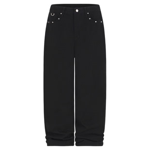 eihey诶嘿复古暗黑星星铆钉设计中性直筒裤阔腿裤牛仔裤宽松长裤