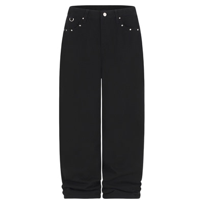 eihey诶嘿复古暗黑星星铆钉设计中性直筒裤阔腿裤牛仔裤宽松长裤