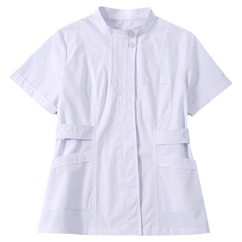白大褂短袖护士服女分体春秋医生尖立领实验服医用学生修身工作服