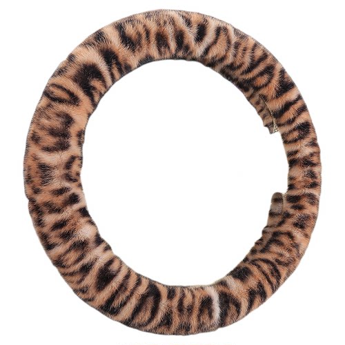 新款汽车方向盘套冬季短毛绒保护套女士防滑豹纹卡通汽车保暖把套