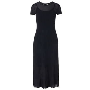 【秀场同款】LANCY/朗姿2025夏新款修身收腰中长款高级针织连衣裙