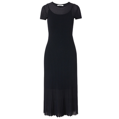 【秀场同款】LANCY/朗姿2025夏新款修身收腰中长款高级针织连衣裙