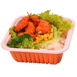 七色魔方一次性餐盒正方形塑料快餐盖浇饭盒加厚外卖打包盒可微波