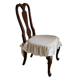 偏爱集法式椅垫靠垫纯麻坐垫薄款荷叶边复古茶椅垫防滑餐桌椅子垫