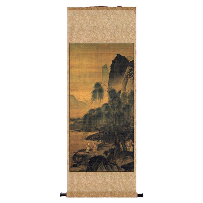 风水字画丝绸画卷轴画成品挂画