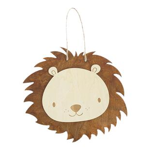 木质挂牌可爱小狮子挂饰儿童房间改造墙上创意毛毡板3d立体装饰品