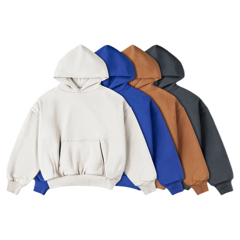 IDLT 400gX2重磅双层廓形短款帽衫加厚落肩卫衣潮侃爷街头男女ins