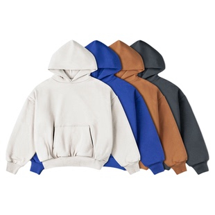 IDLT 400gX2重磅双层廓形短款帽衫加厚落肩卫衣潮侃爷街头男女ins