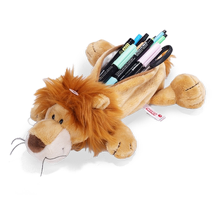 德国NICI毛绒笔袋动物熊猫笔袋可爱狮子毛绒玩具礼物玩偶文具盒