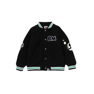BAPE童装25年秋冬卡通小猴BABY MILO图案摇粒绒夹克外套001413P