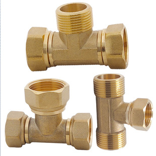 全铜活接三通大通经6分1寸外3/4异径外内外变径三通热水器变接头