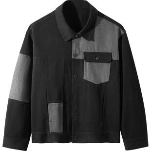 【A】GXG男装灰水洗拼接宽松长袖牛仔外套24秋季品#G24DE83009