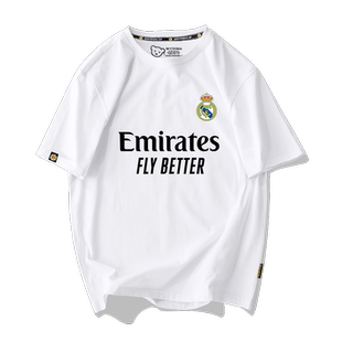 22-23皇马本泽马队服足球迷服短袖t恤衫男女纯棉半截袖休闲球衣服