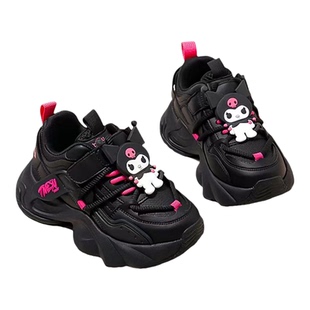 库洛米耐脏女童鞋2026新款春季黑色儿童运动鞋透气女孩老爹鞋软底