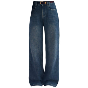 2025冬新款Jeans阿凡牛A3789复合厚绒保暖宽松窄版牛仔直筒阔腿裤