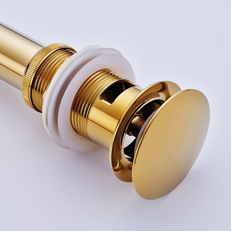 直销 水暖五金配件 提拉过滤网 面盆镀金下水器 弹跳式