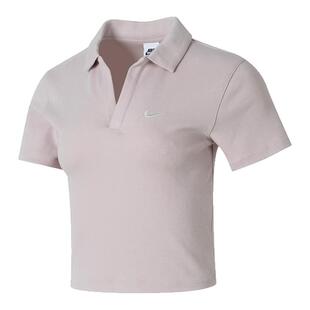 耐克女POLO衫翻领刺绣logo高腰短款运动休闲针织T恤短袖T恤DV7885