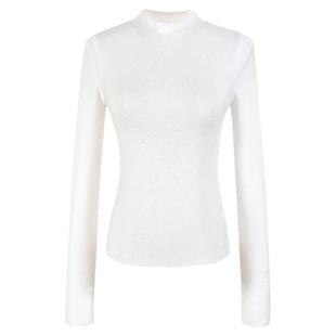 衣纱布菲兰彩多颜色针织打底衫女新款秋冬白紫粉纯色修身毛衣