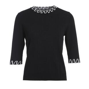 洋气冰丝针织衫女春季2026新款内搭法式打底衫七分袖黑色针织上衣