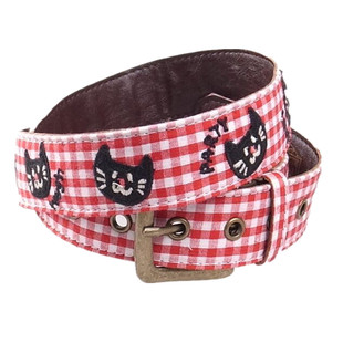 rough休闲穿线绣花猫头腰带女装饰半身裙子牛仔裤子皮带女针扣潮